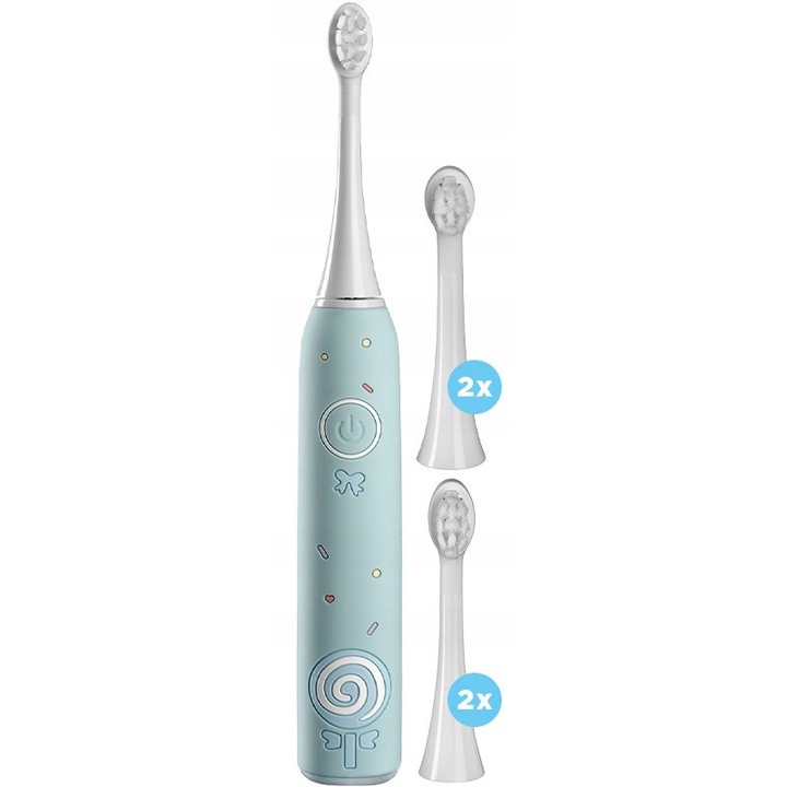 Periuta de dinti sonica pentru copii Concept ZK6020 KIDO Smile, 3 moduri, albastra, 5-9 ani, set cu 4 capete de schimb
