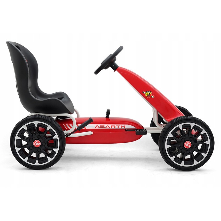 Карт с педали Abarth, червен, 113x58x73см, за деца 3-9 години, със спирачка и движение напред/назад