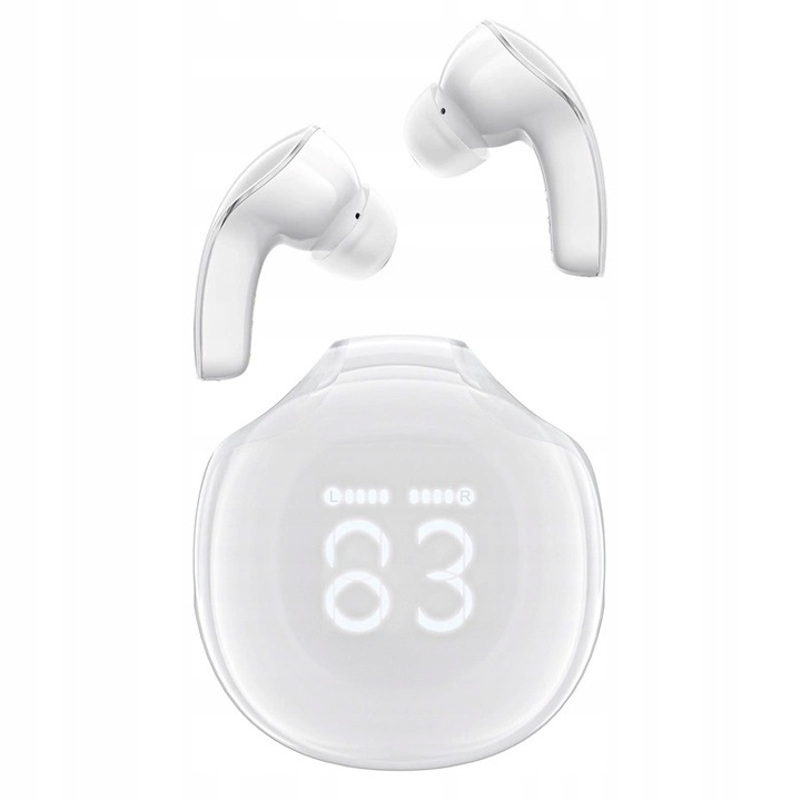 Acefast T9 vezeték nélküli fülhallgató, Bluetooth 5.3, zajcsökkentés, fehér, teljes készlet