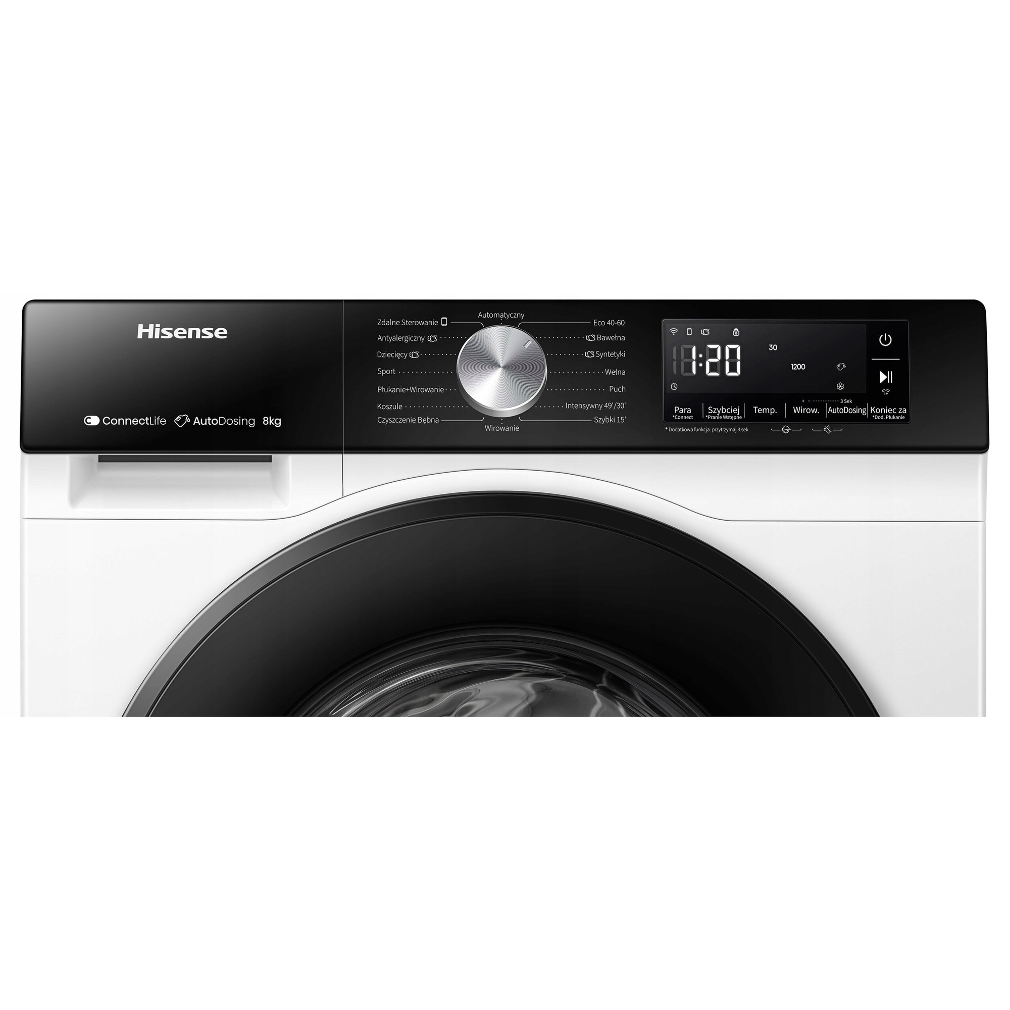 Masina de spalat rufe, 8kg, 1400 obr, Wi-Fi, Autodozare, Alb, 51x59.5x84.5cm