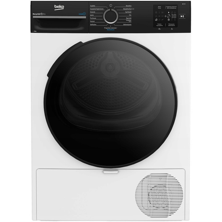 Сушилня Beko b300 с термопомпа, 8 кг, бяла, размери 84.6x59.8x54.5 см