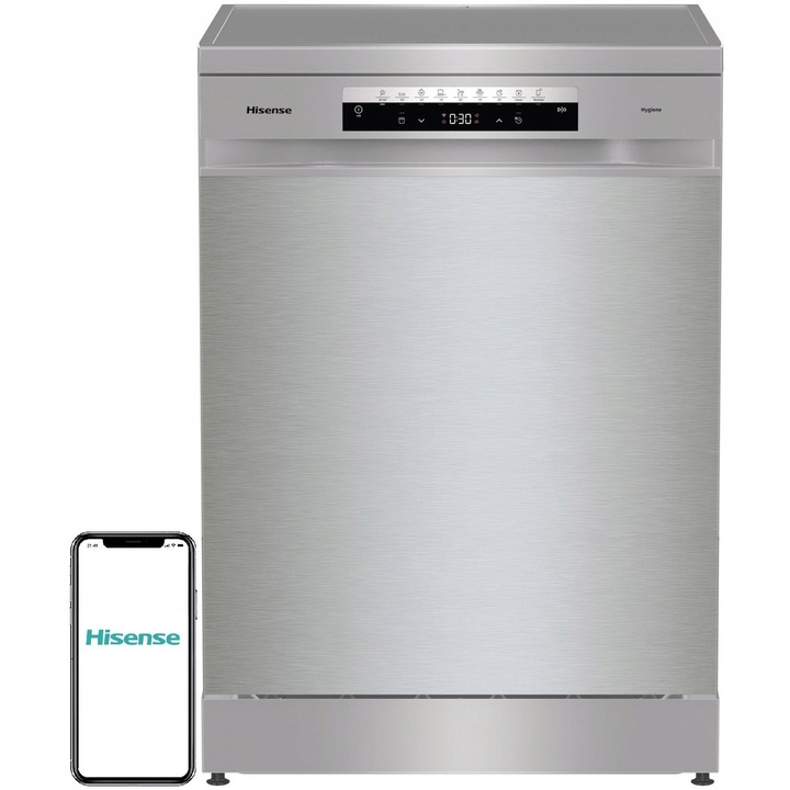 Masina de spalat vase, HISENSE, HS693C60XAD, inox, 16 seturi, 60x85x60cm