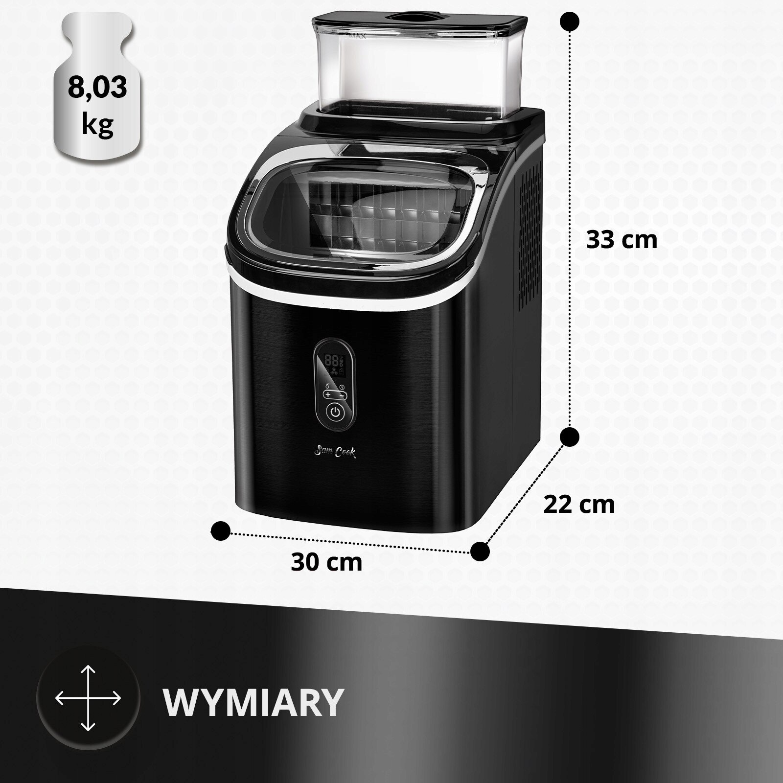 Aparat de gheata Sam Cook PSC-160/B, 130 W, 1.5 L, 30x22x33cm - eMAG.ro