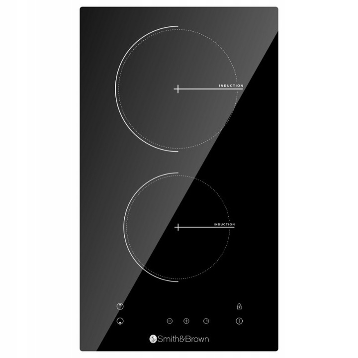 Вграден електрически котлон, 2 зони, Smith&Brown, черно стъкло, 220-240V, 30x52x5.8cm
