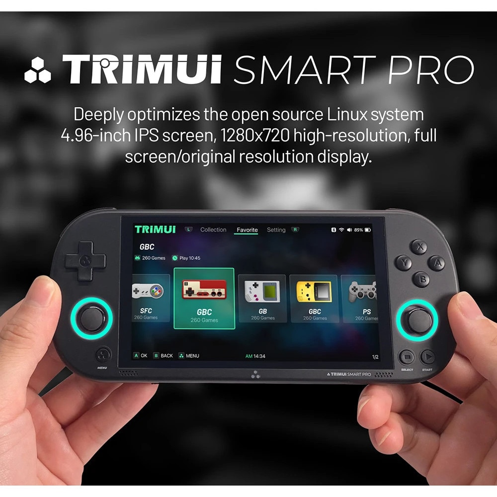Consola TRIMUI Smart Pro Knights Starter Pack Combo, emulatoare, 64GB, Negru