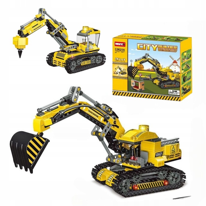 Багер с пластмасови блокчета WOMA, 463 части, 9,5x12,5x10см