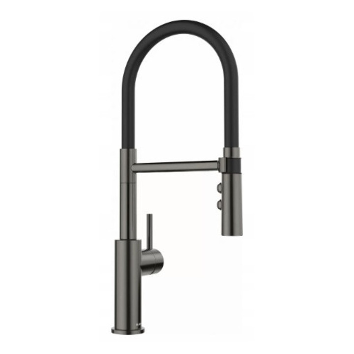 Смесител за кухня BLANCO Catris-S Flexo, с 1 лост, сатен тъмна стомана, височина 480 мм, обхват 283 мм