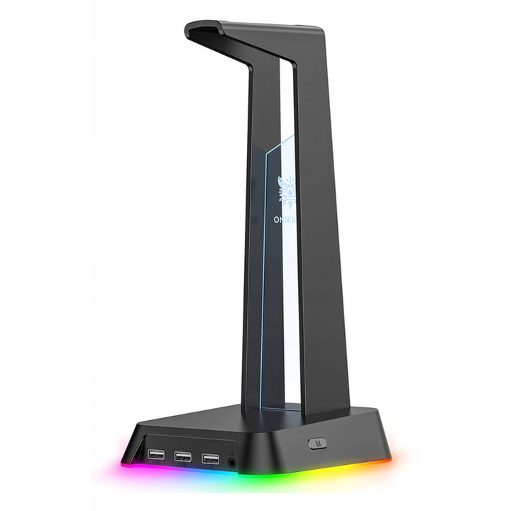 Suport pentru casti Onikuma ST2, iluminare RGB, 3 porturi USB 2.0, negru