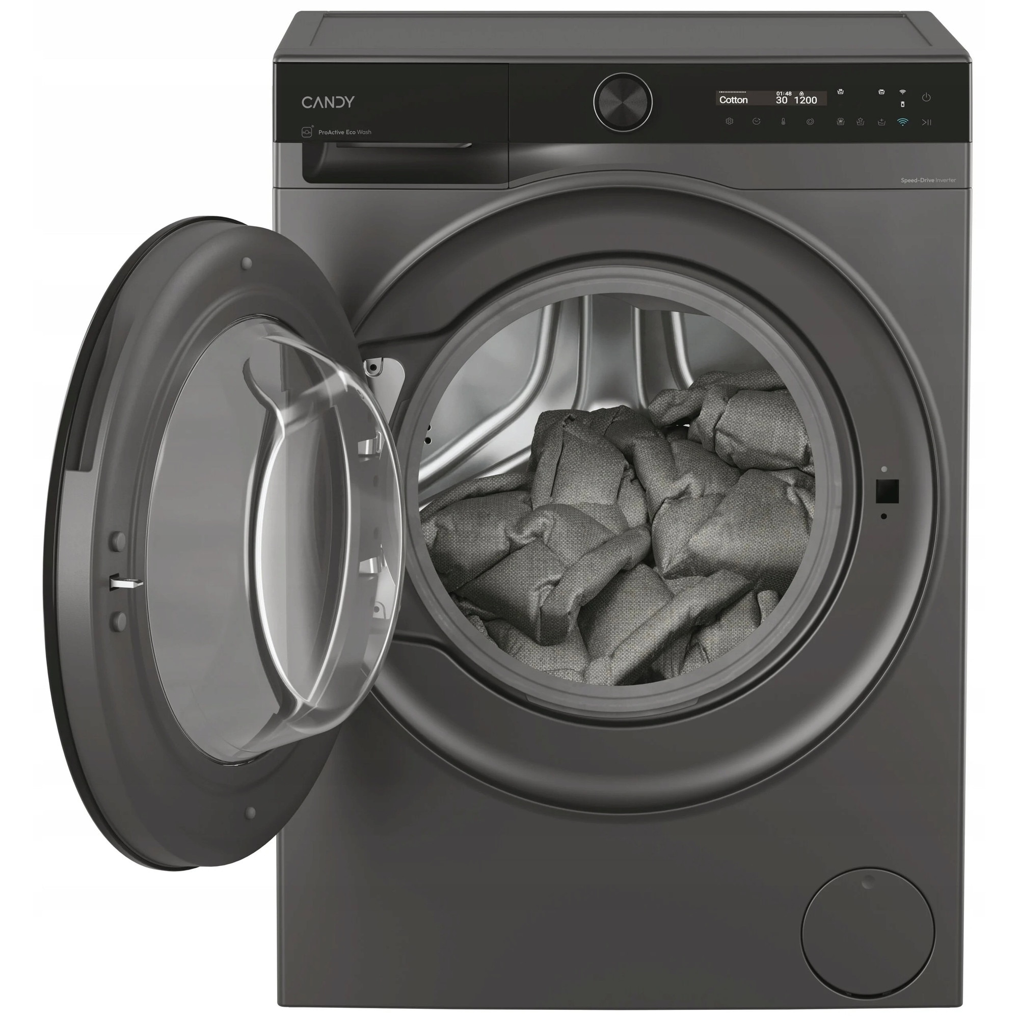 Masina de spalat rufe Candy ProWash 700, 11kg, 1400 RPM, antracit, cu functii smart