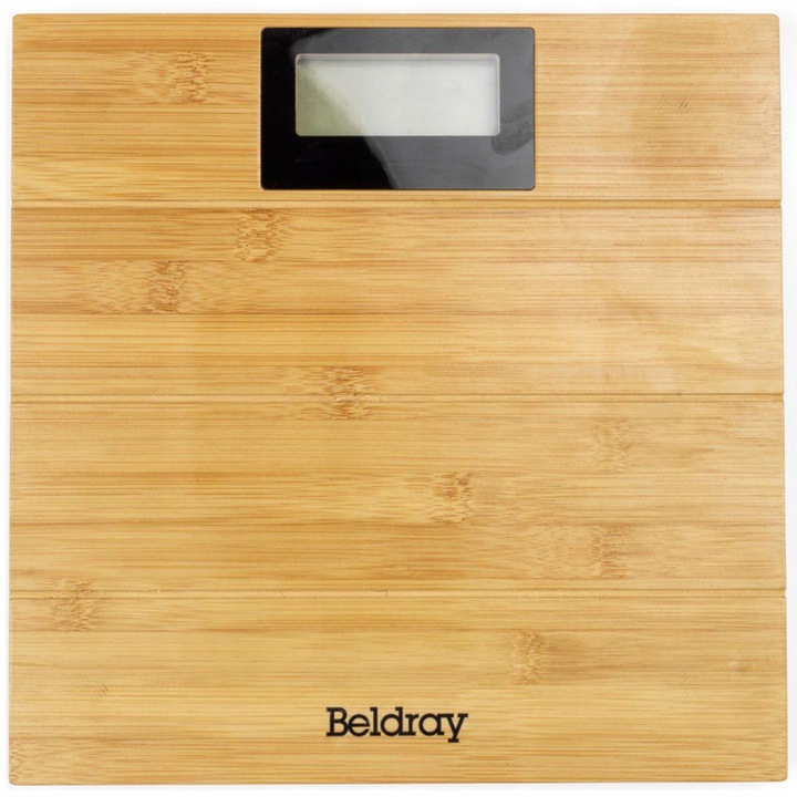 Електрически кантар за тяло Beldray, бамбук, 180 кг, 28x28 см