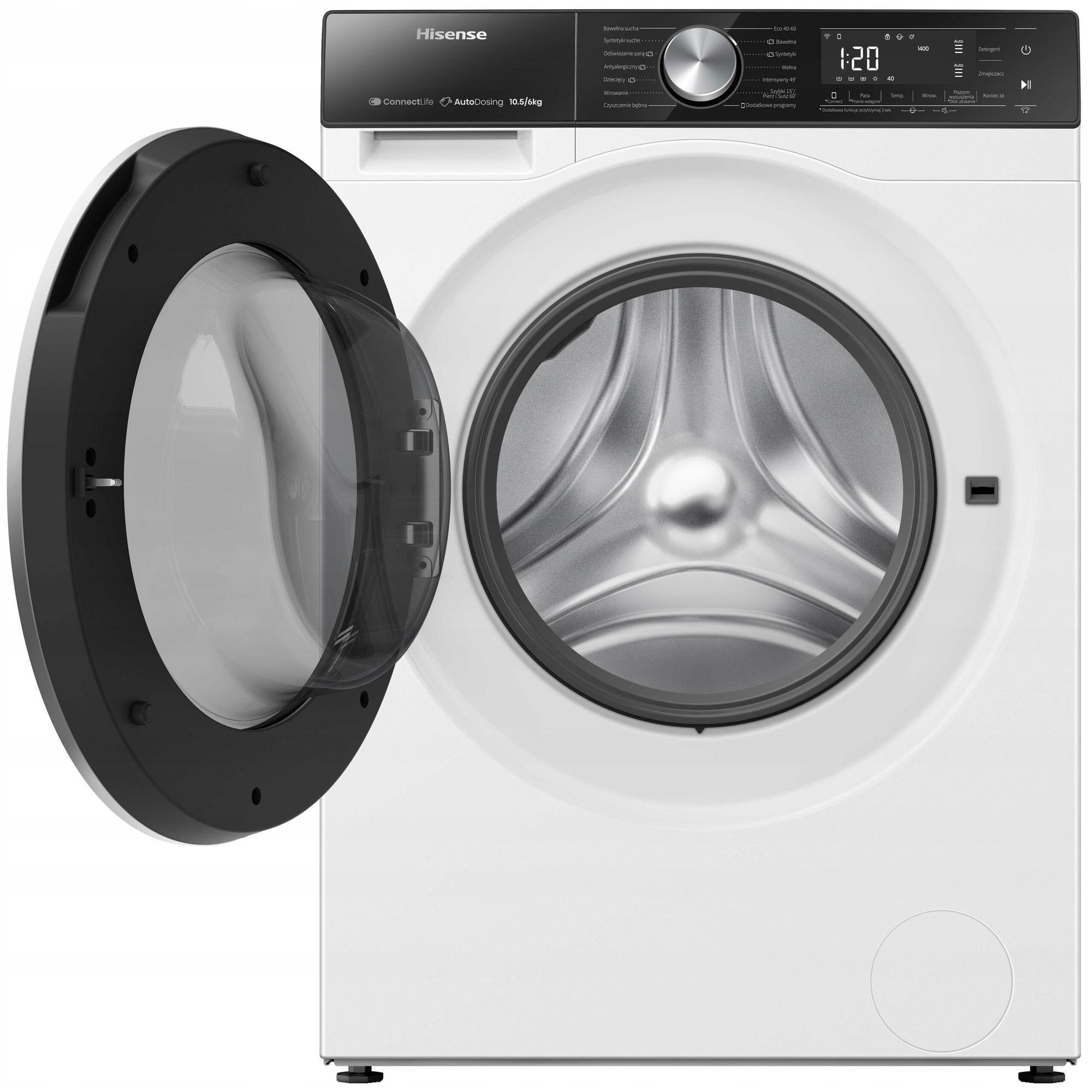 Pralko-suszarka, 10.5kg, 6kg, alb, HISENSE WD5S1045BW