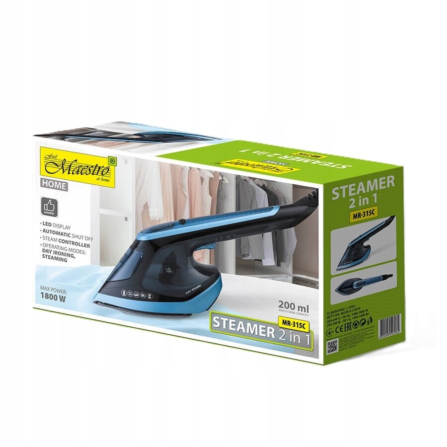 Fier de calcat 2 in 1, Maestro MR-315C, 1800W, ceramica, rezervor 180ml