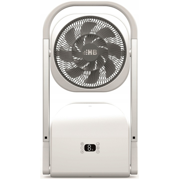 Подов вентилатор HB TF0015DWRC, черно-бял, 8 скорости, регулируема височина 67-89см