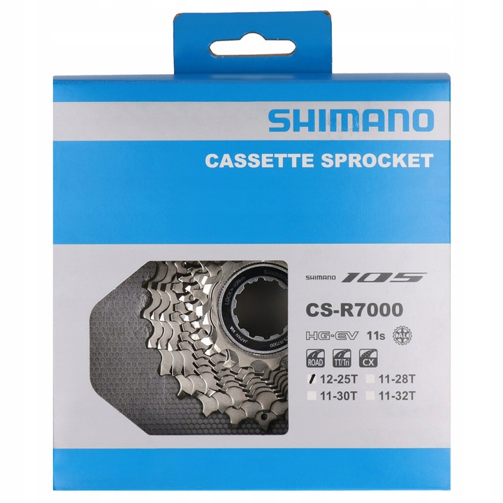 Касета Shimano 105 CS-R7000, 11 скорости, 11-28T, алуминий-стомана, 284g