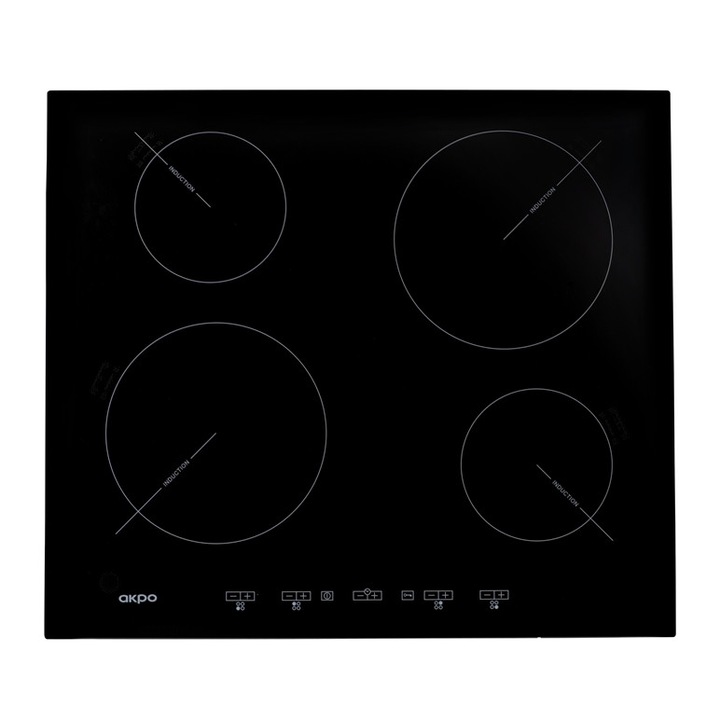 Електрически индукционен плот 60 см, 4 зони, черен, AKPO PIA 6082502