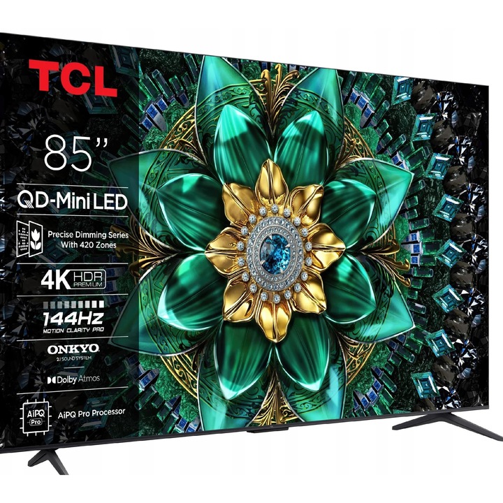Телевизор TCL 85C69K 85" QD-Mini LED 4K, 144 Hz, Dolby Atmos, черен