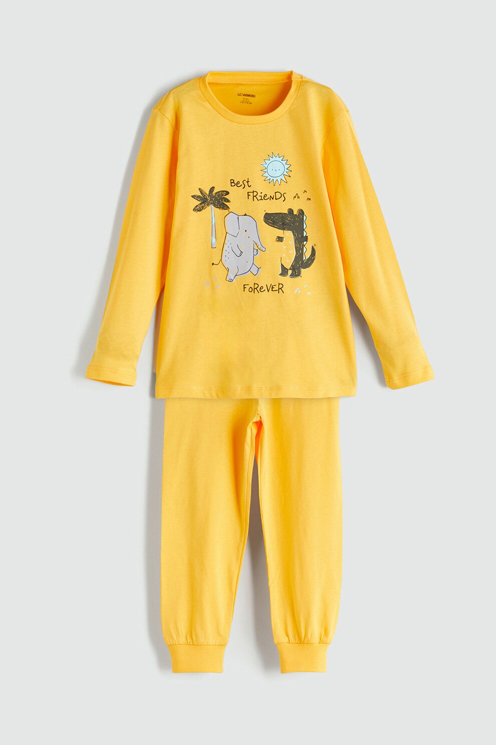LC WAIKIKI, Pijama lunga de bumbac, Portocaliu, 74-80 CM