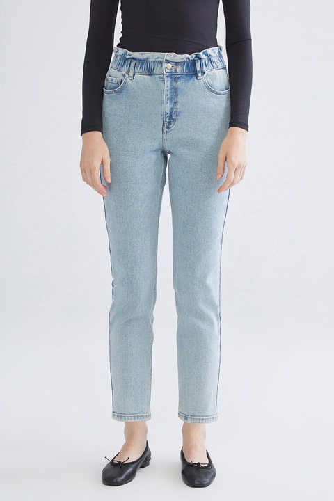 LC WAIKIKI, Blugi relaxed fit cu talie inalta, Albastru pastel