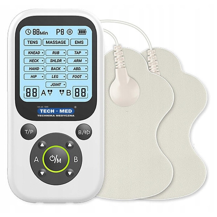 Електростимулатор TM-TENS 3, 3 режима, 41 програми, 2 канала, 120x60x10мм, пълен комплект