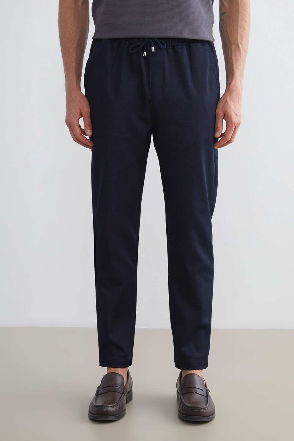 LC WAIKIKI, Pantaloni conici cu snur in talie, Albastru ultramarin, 30