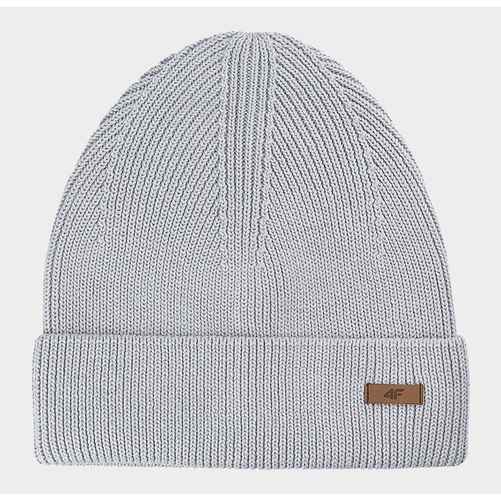 Мъжка шапка бийни, светлосив памук, M-L 4F SPORTSTYLE AW24