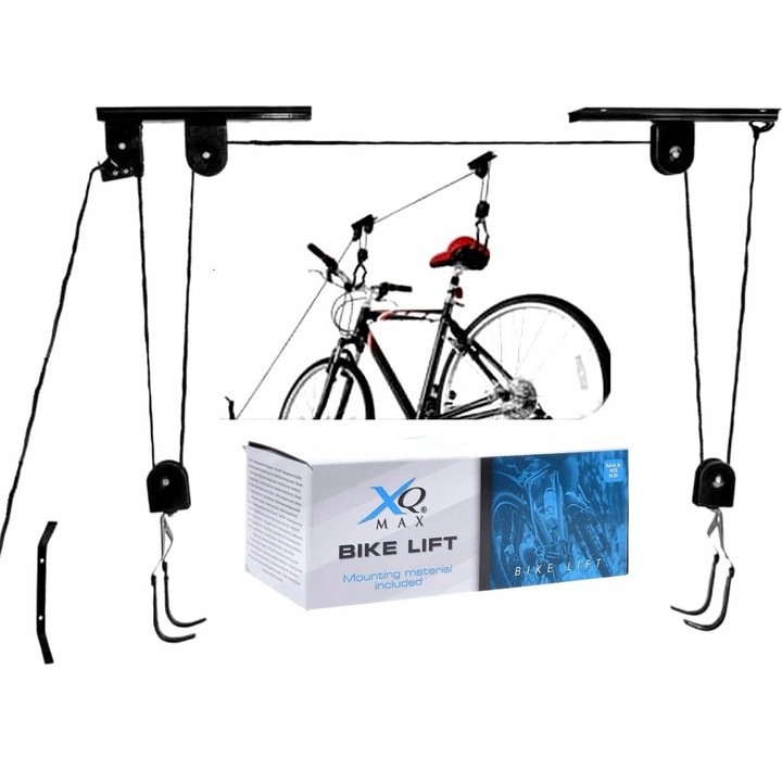 XQMAX kerékpár tároló tartó, fekete-ezüst, teherbírás 45 kg, méretek 25x8,5x1cm, komplett szett