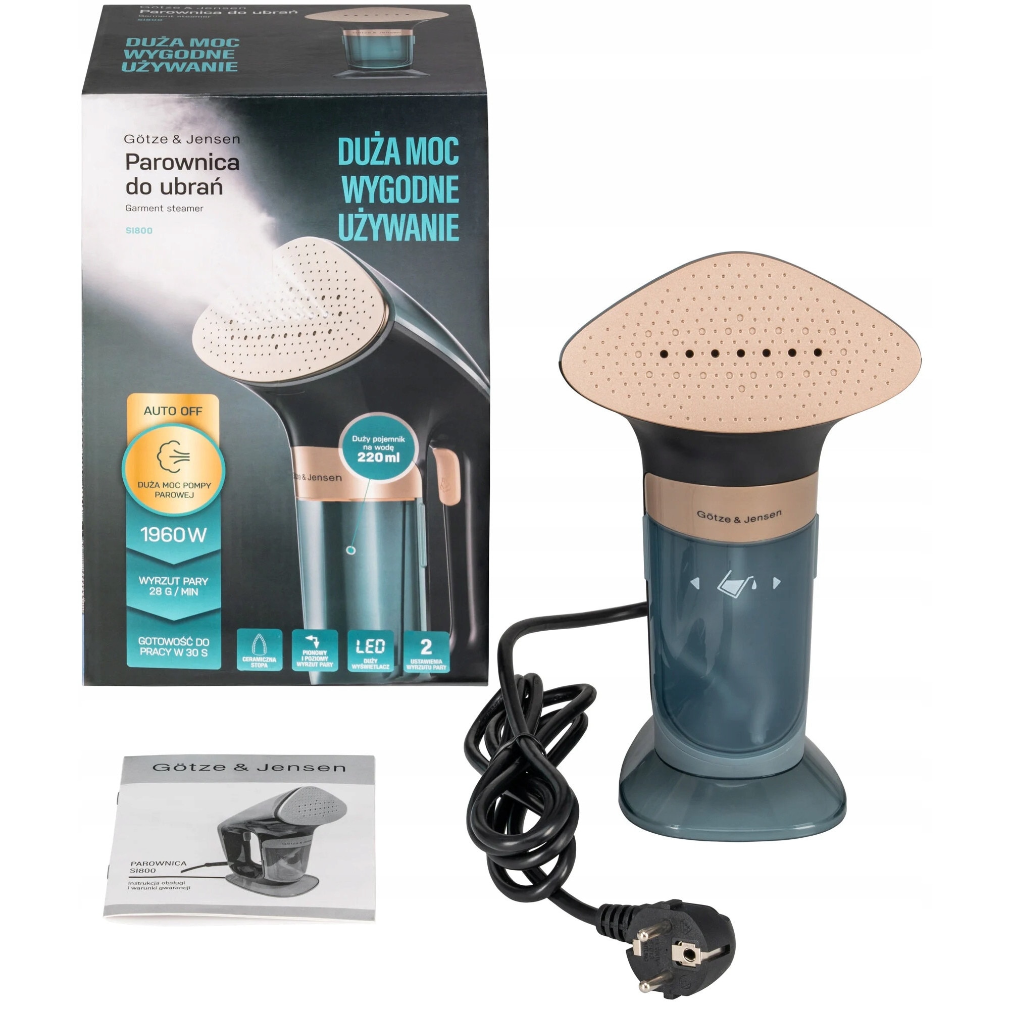 Parownica cu abur GOTZE & JENSEN SI800, ceramica, 1960W, negru-auriu, 220ml