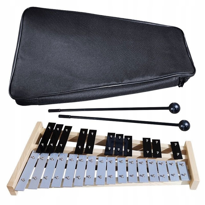 V-Tone DC 27 SET gyermek xilofon, 27 hangjegy, természetes fából, 42x24,5-15cm, tokkal és 2 ütővel