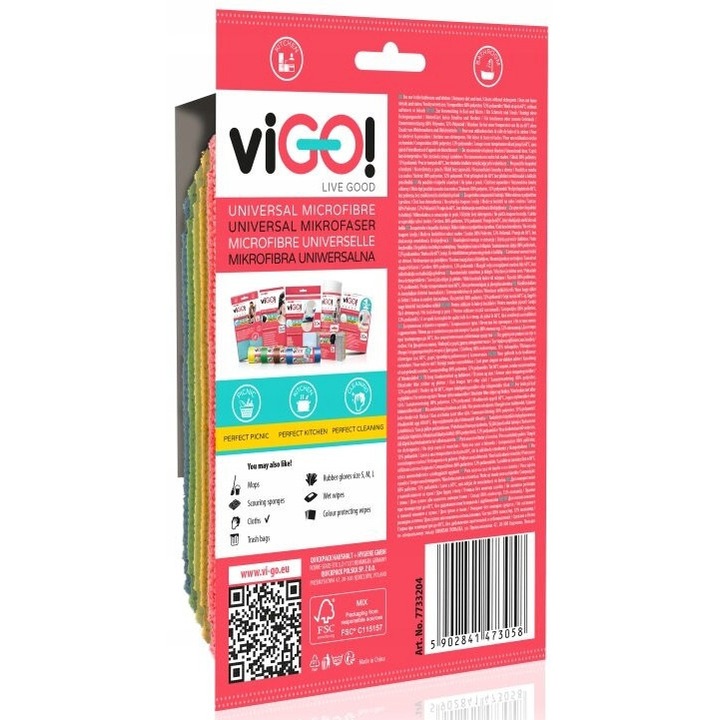 Burete universal Vigo, set 5 bucati, 300x300mm, multicolor