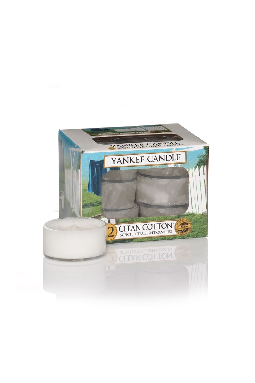 YANKEE CANDLE, Set de lumanari parfumate Clean Cotton - 12 piese, Alb