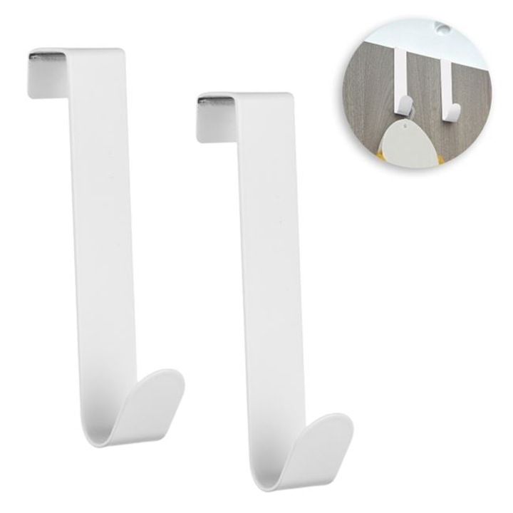 Carlige metalice pentru usa, 2 buc, 2x12cm, Alb, BREZIUM