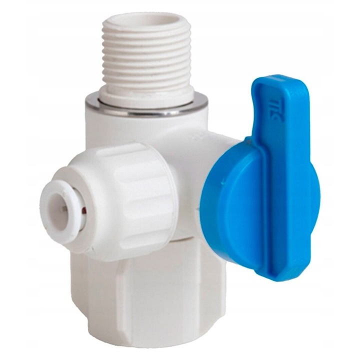 KFA Armatura sarokszelep 3/8"x3/8"x1/4", fehér/kék