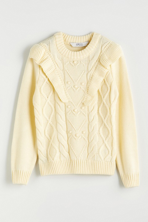 LC WAIKIKI, Pulover cu decolteu la baza gatului si torsade, Galben pal