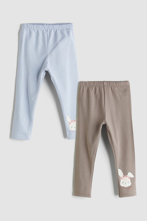 LC WAIKIKI, Set de pantaloni regular fit cu imprimeu grafic - 2 piese, Gri/Albastru deschis