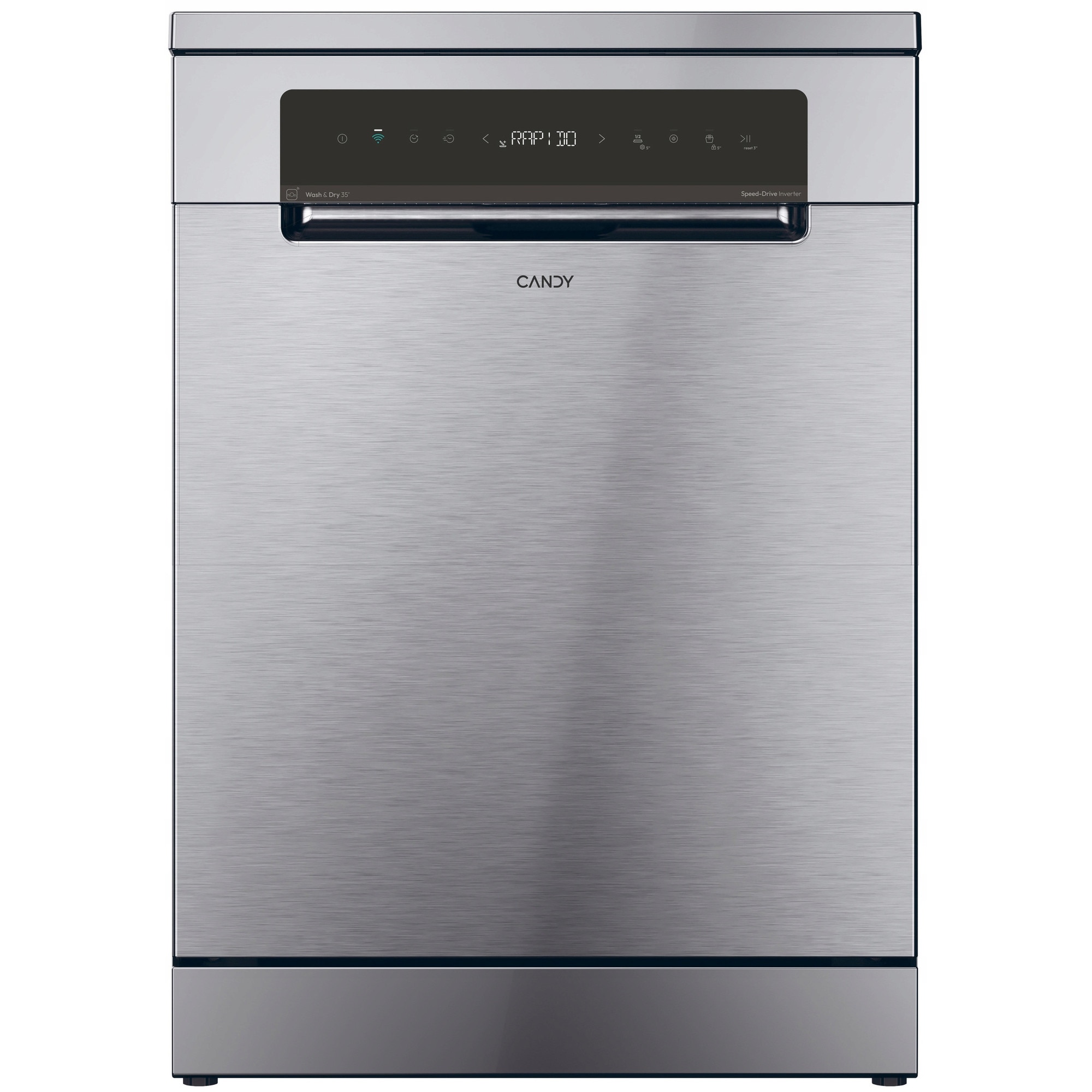 Masina de spalat vase Candy RapidO, 60cm, inox, 14 seturi, control smartphone