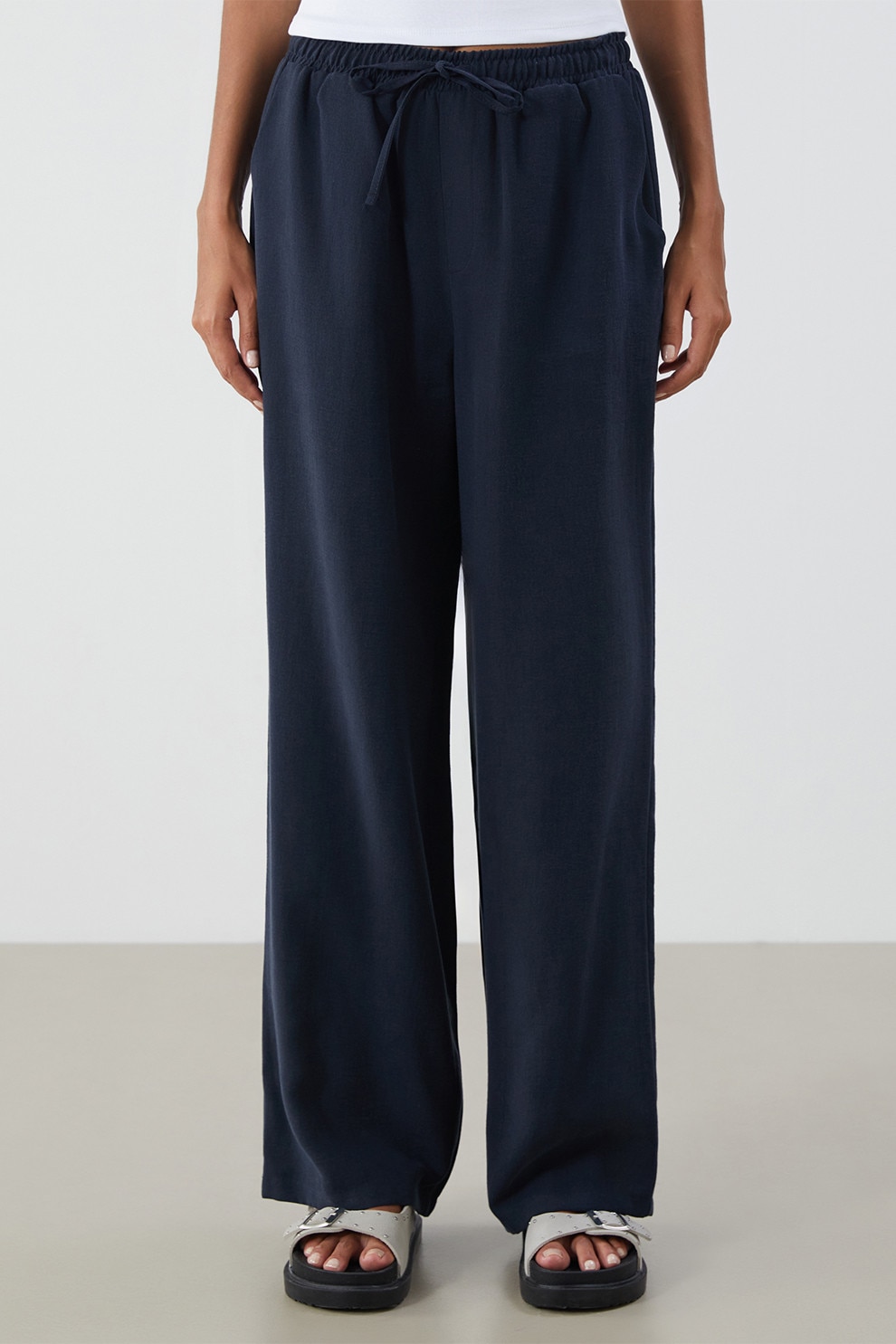 LC WAIKIKI, Pantaloni de trening din amestec de lyocell, cu croiala ampla, Bleumarin, 38