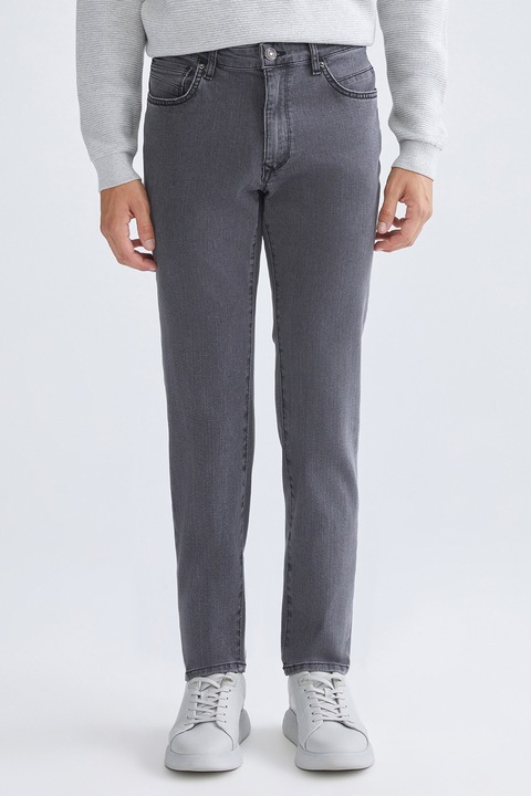 LC WAIKIKI, Blugi cu croiala dreapta si talie medie, Gri cenusiu, 32