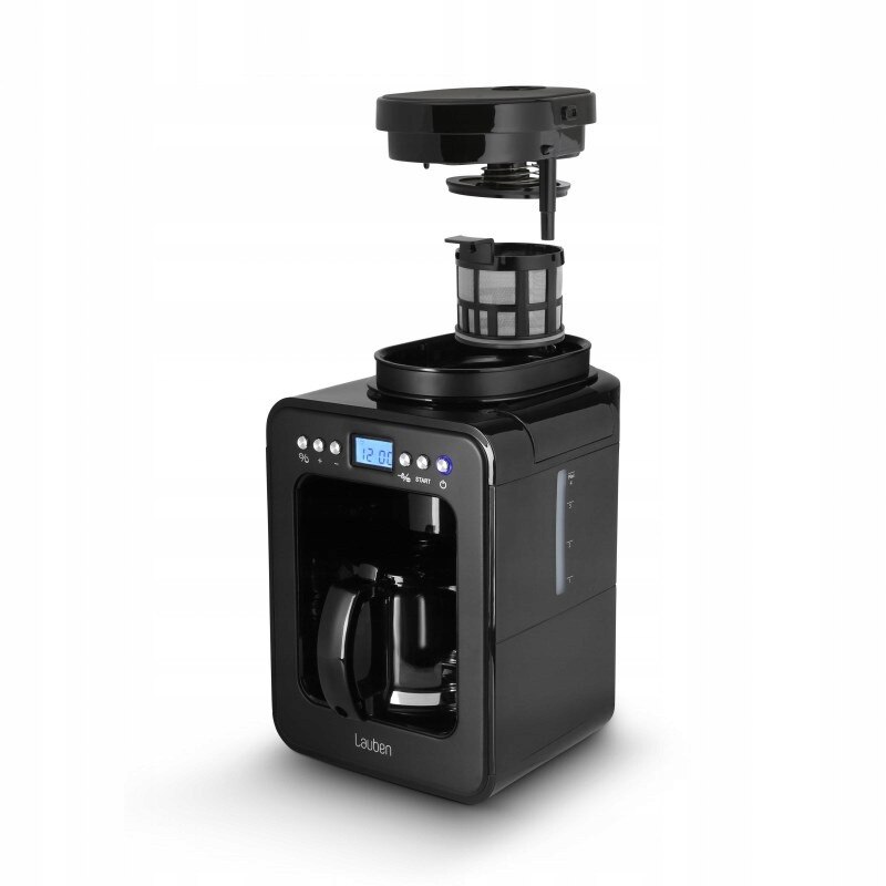 Cafetiere Lauben Grind&Drip 600BB, 2 niveluri macinare, filtru reutilizabil, 560ml, negru
