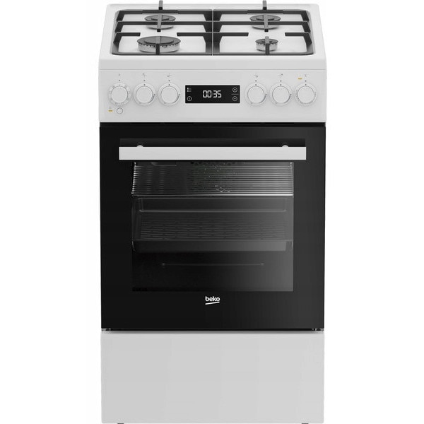 Aragaz gaz-electric BEKO, model FSM51339DWDS, 4 arzatoare, culoare alba, dimensiuni 50x60x85cm