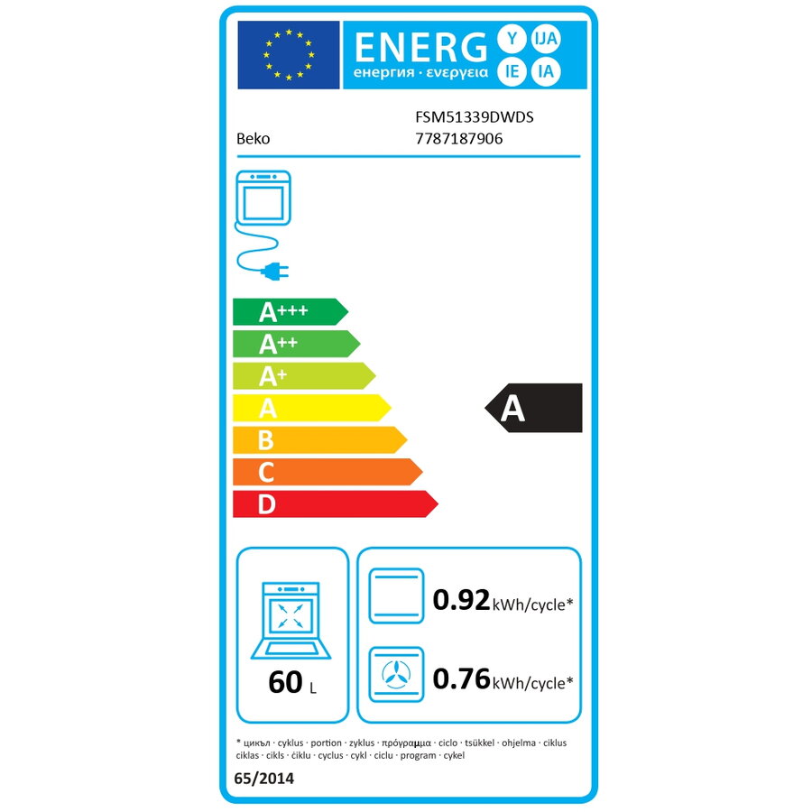 Aragaz gaz-electric BEKO, model FSM51339DWDS, 4 arzatoare, culoare alba, dimensiuni 50x60x85cm