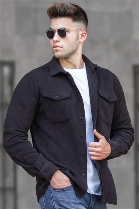 Cămasa pentru bărbați, Bumbac, Madmext, 308825, Negru, L