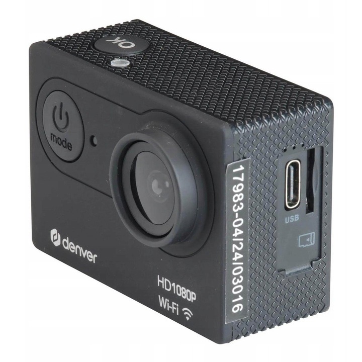 Екшън камера Denver ACW-5054, Full HD 1080P, Wi-Fi, 5MP, черна, комплект с аксесоари