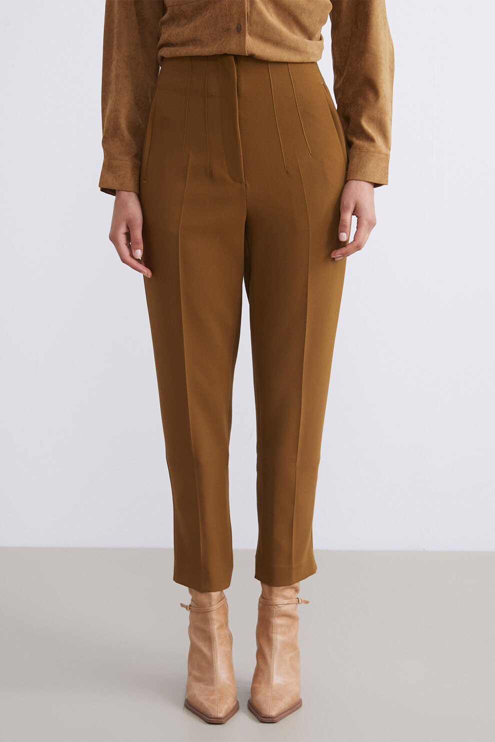 LC WAIKIKI, Pantaloni conici cu talie inalta, Caramel, 44