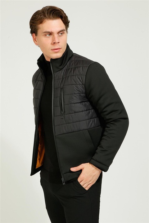 Férfi dzsekik és mellények, Poliészter, Centone,363545, Fekete,3XL