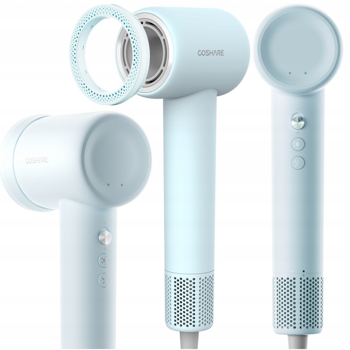 Сешоар COSHARE SuperFlowSE HD20E, 1300W, 12 режима, син, комплект с прасковен грижовен EssenceRing