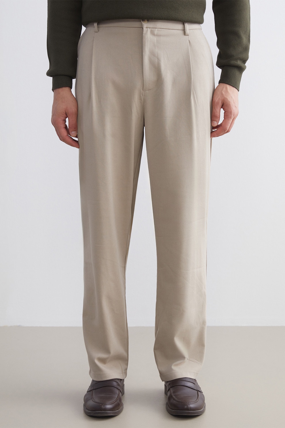 LC WAIKIKI, Pantaloni uni regular fit, Maro nisip, 28