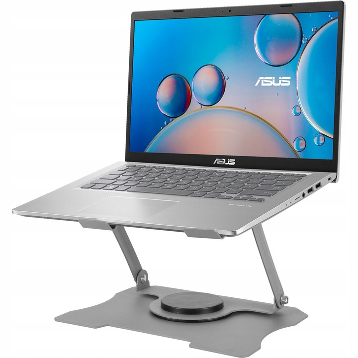 Suport laptop Mozos N4, metalic, rotativ, argintiu, 25x21,5cm, capacitate 10kg