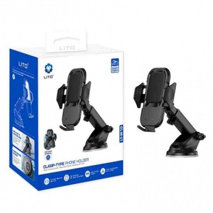 Suport auto pentru telefon/tabletă Lito, ventilă, sistem de prindere dublu, gri, 7.3 inch maxi