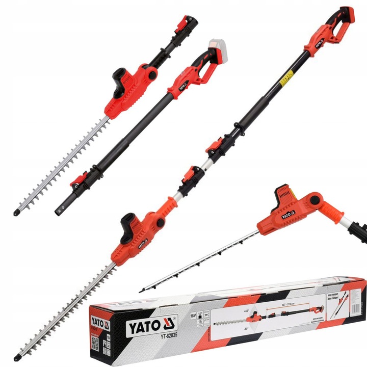 Телескопична ножица за храсти YATO YT-82835, 18V, 207-274см, със стоманено острие, без батерия
