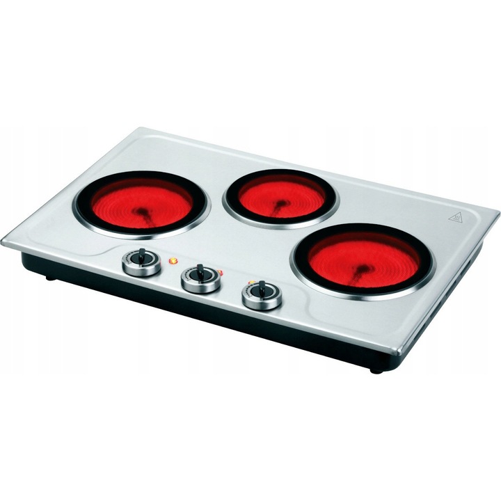 Plita electrica, Metrox, 3 zone de gatit, inox, 57,5x38x10cm